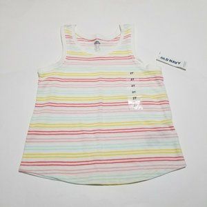 New Toddler Girl Old Navy Rainbow Colorful Stripe Stripes Striped Tank Top 2T